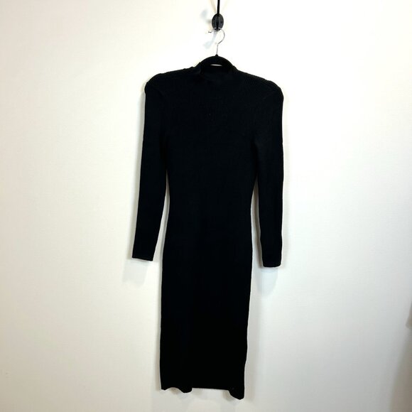 NWT ABERCROMBIE & FITCH Size Medium Black Open-back Midi Sweater Dress - Picture 2 of 10